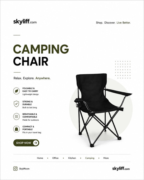 Foldable Camping Chair with Cup Holder